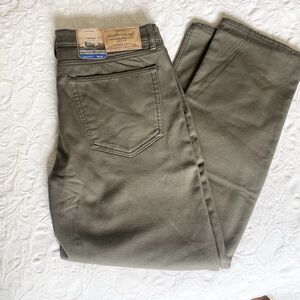 Weatherproof Vtg Men's Stretch Canvas Fleece Lined Olive‎ Green Pants 36x32 NWT
